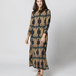 Drifter Dress In Tiger Tiles Black Jersey -Chicorya Sales S71140 253