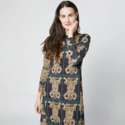 Drifter Dress In Tiger Tiles Black Jersey -Chicorya Sales S71140 330