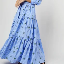 Bellini Dress In Third Eye Embroidered Popeline -Chicorya Sales S71231 1001