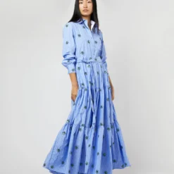 Bellini Dress In Third Eye Embroidered Popeline -Chicorya Sales S71231 889