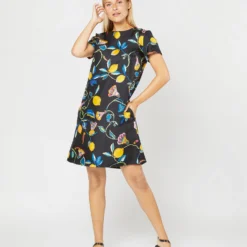 Mini Swing Dress In Borboni Twill Silk -Chicorya Sales S71232 490