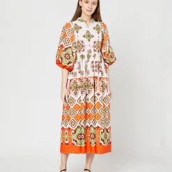 Portofino Dress In Partenope Summer Popeline -Chicorya Sales S71235 769