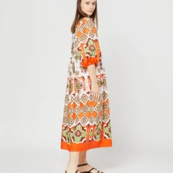 Portofino Dress In Partenope Summer Popeline -Chicorya Sales S71235 798