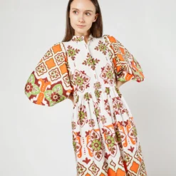 Portofino Dress In Partenope Summer Popeline -Chicorya Sales S71235 838