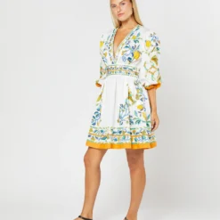 Margherita Dress In Borboni Placed Bianco Cotton Popeline Placée -Chicorya Sales S71239 208