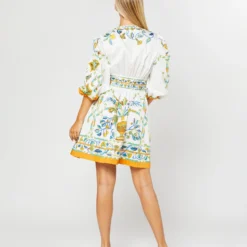 Margherita Dress In Borboni Placed Bianco Cotton Popeline Placée -Chicorya Sales S71239 211