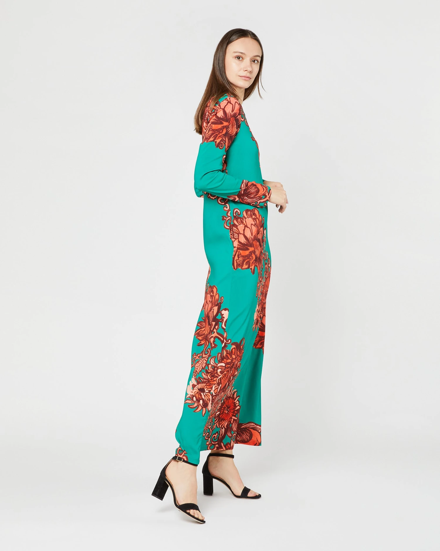 Long Sleeve Swing Dress In Anemone Ghirlanda Sablé 6 Long Sleeve Swing Dress In Anemone Ghirlanda Sablé - Image 4