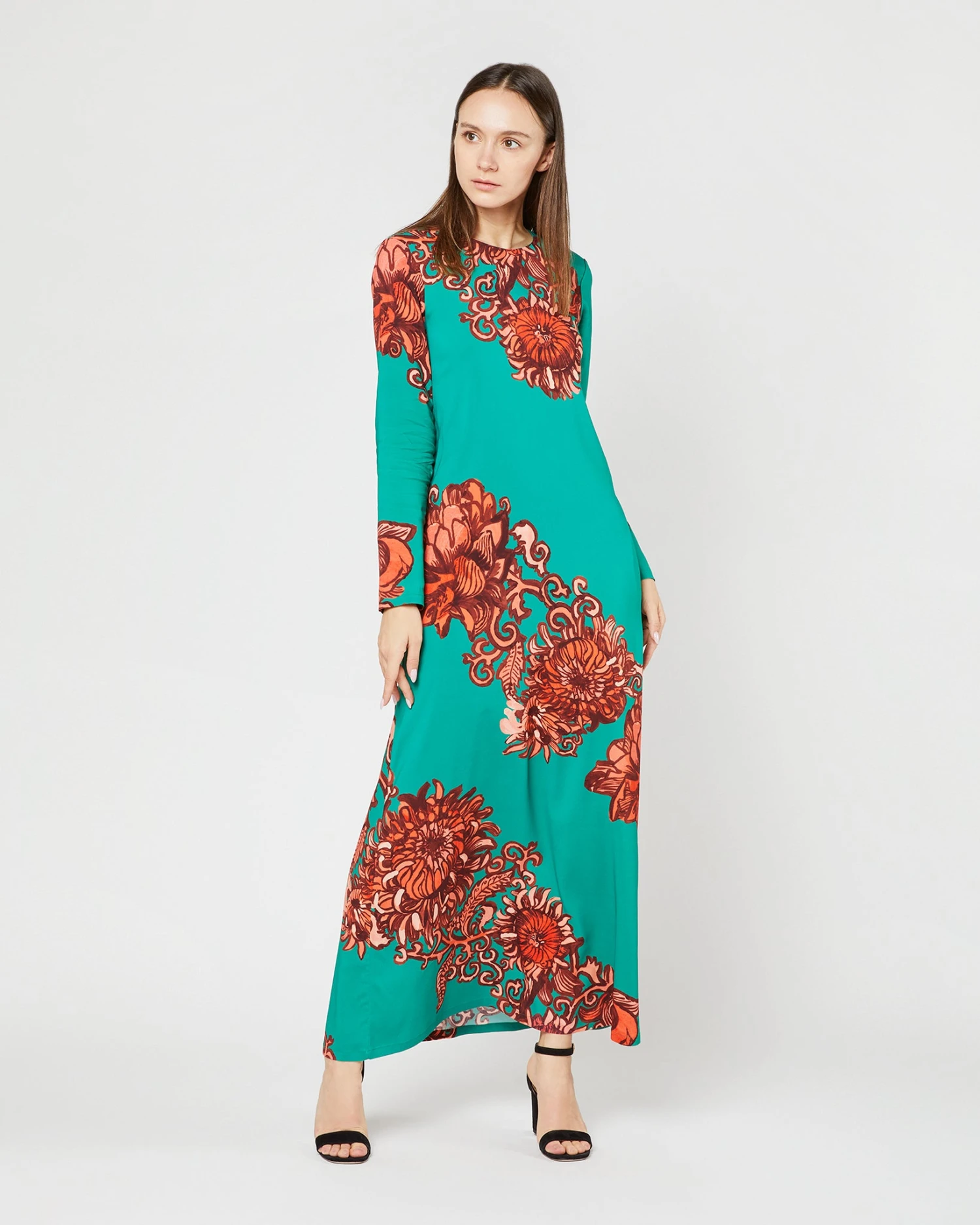 Long Sleeve Swing Dress In Anemone Ghirlanda Sablé 8 Long Sleeve Swing Dress In Anemone Ghirlanda Sablé - Image 6