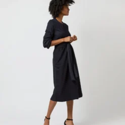 Alejandra Tie Dress In Navy Pinstripe Knit 12 Alejandra Tie Dress In Navy Pinstripe Knit -Chicorya Sales S71353 1315