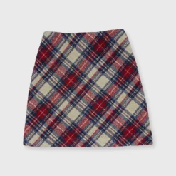 Penny Skirt In Red/Blue/Natural Tartan Jacquard