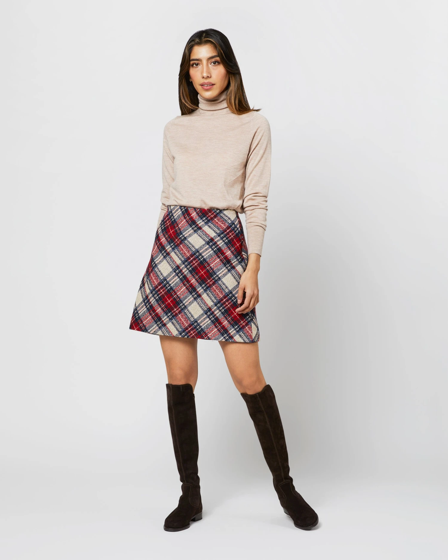 Penny Skirt In Red/Blue/Natural Tartan Jacquard 4 Penny Skirt In Red/Blue/Natural Tartan Jacquard - Image 2