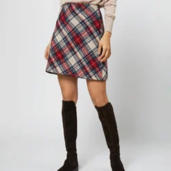 Penny Skirt In Red/Blue/Natural Tartan Jacquard 14 Penny Skirt In Red/Blue/Natural Tartan Jacquard -Chicorya Sales S71355 335
