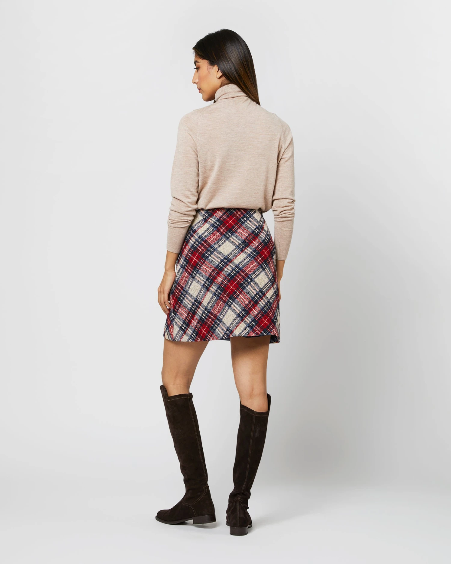 Penny Skirt In Red/Blue/Natural Tartan Jacquard 9 Penny Skirt In Red/Blue/Natural Tartan Jacquard - Image 7