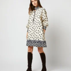 Anaya Popover Dress In Navy Bandana Print Poplin -Chicorya Sales S71358 2835
