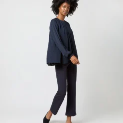 Alex Top In Navy Double Georgette Silk -Chicorya Sales S71361 1700