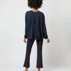 Alex Top In Navy Double Georgette Silk -Chicorya Sales S71361 1709