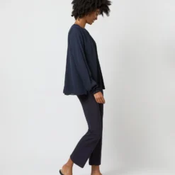 Alex Top In Navy Double Georgette Silk -Chicorya Sales S71361 1726