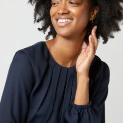 Alex Top In Navy Double Georgette Silk -Chicorya Sales S71361 1761