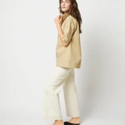 Soleil Shirt In Khaki Stretch Sateen 12 Soleil Shirt In Khaki Stretch Sateen -Chicorya Sales S71364 2607