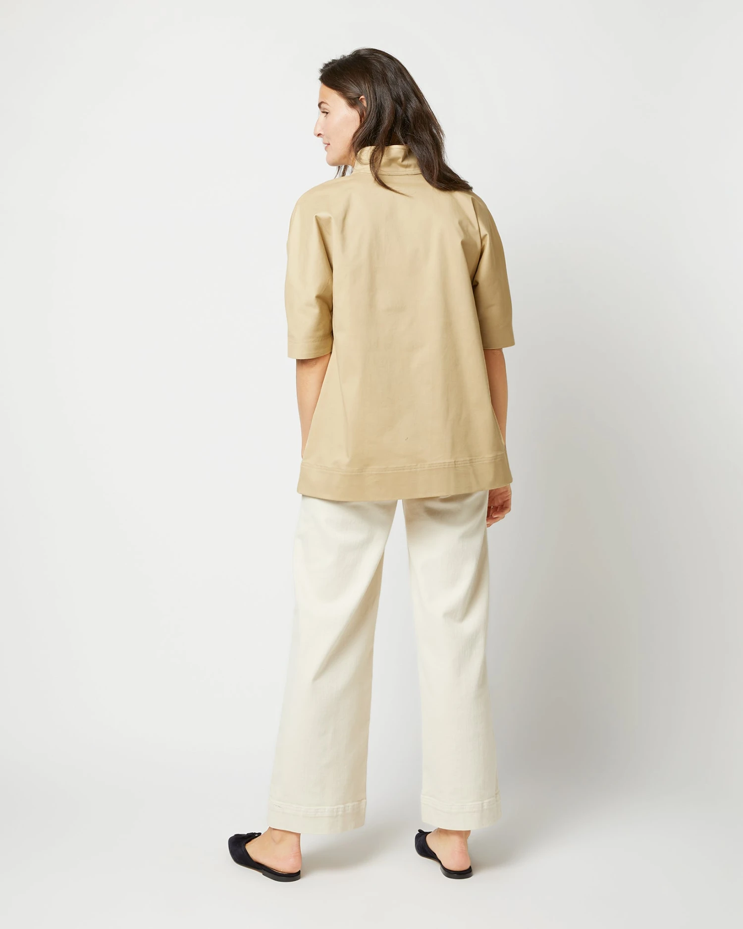 Soleil Shirt In Khaki Stretch Sateen 8 Soleil Shirt In Khaki Stretch Sateen - Image 6