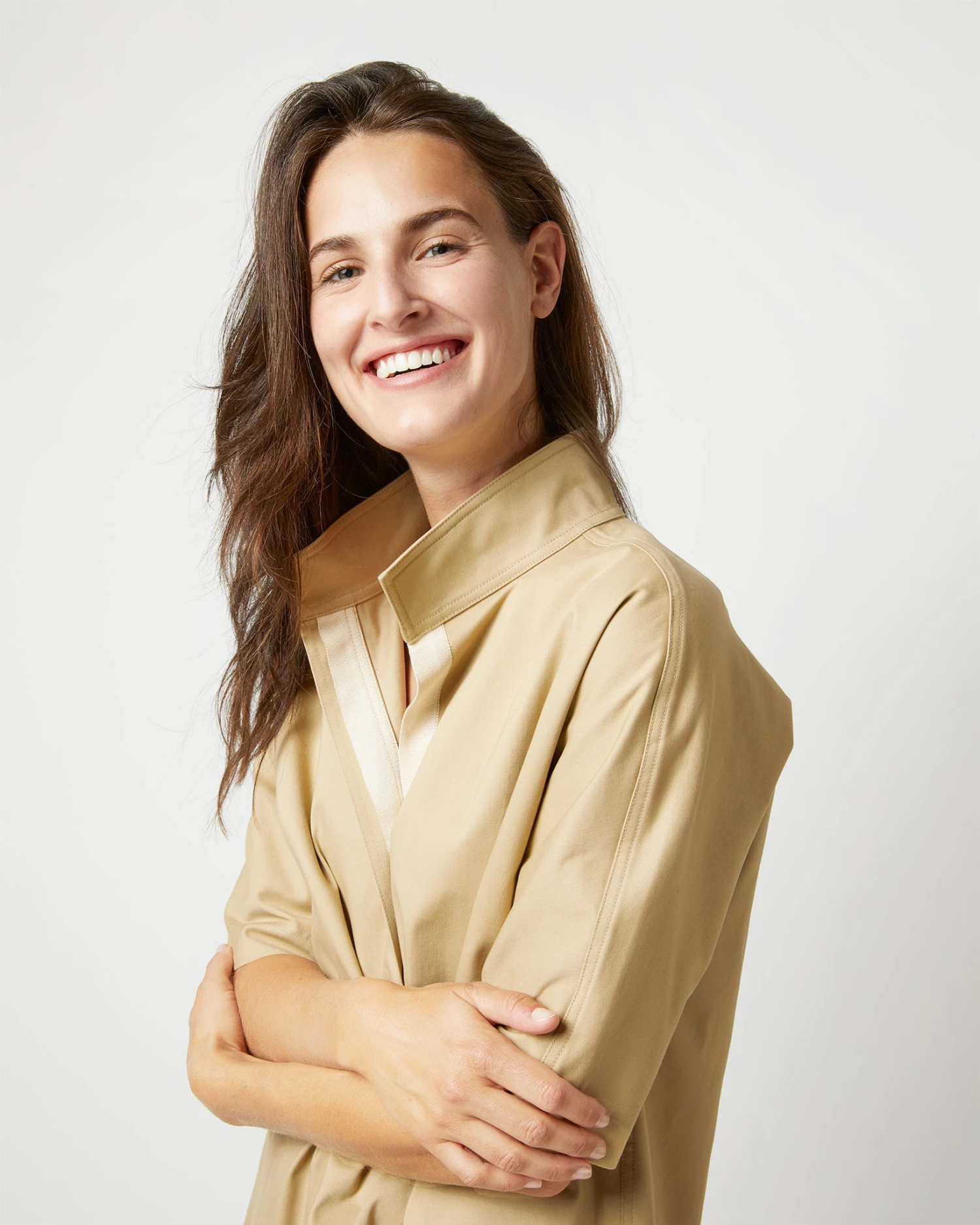 Soleil Shirt In Khaki Stretch Sateen 7 Soleil Shirt In Khaki Stretch Sateen - Image 5