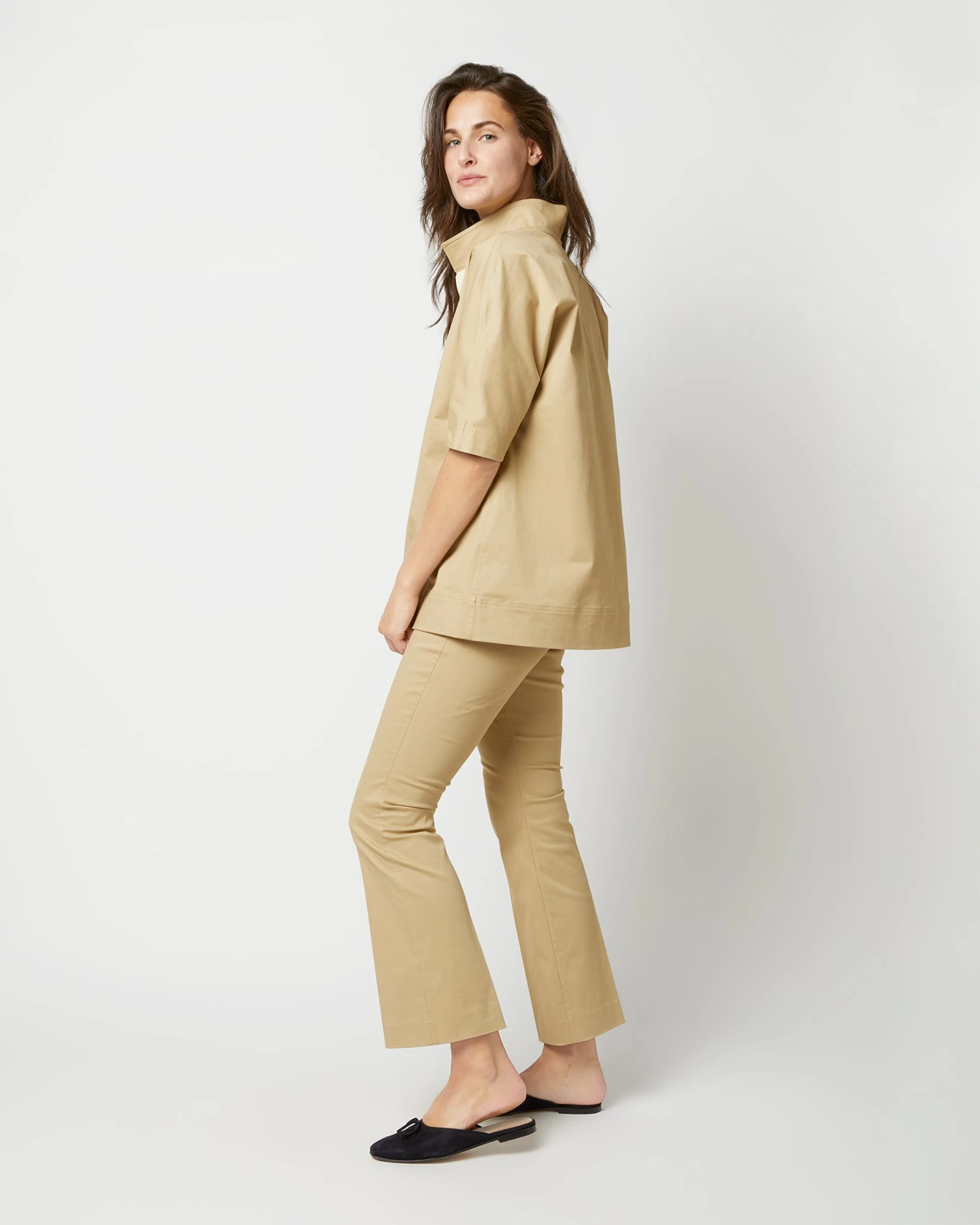 Soleil Shirt In Khaki Stretch Sateen 10 Soleil Shirt In Khaki Stretch Sateen - Image 8