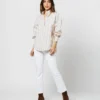Anaya Popover Shirt In Taupe/White Multi Stripe Poplin -Chicorya Sales S71371 2077