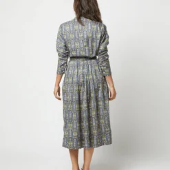 Kimono Shirtwaist Dress In Blue/Green Lindsay Garden Liberty Fabric -Chicorya Sales S71373 1562