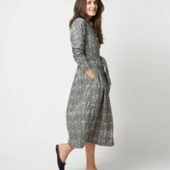 Kimono Shirtwaist Dress In Blue/Green Lindsay Garden Liberty Fabric -Chicorya Sales S71373 1582