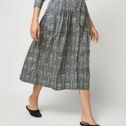 Kimono Shirtwaist Dress In Blue/Green Lindsay Garden Liberty Fabric -Chicorya Sales S71373 1629