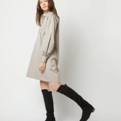 Anaya Popover Dress In Taupe Poplin -Chicorya Sales S71374 727