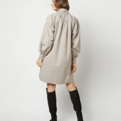 Anaya Popover Dress In Taupe Poplin -Chicorya Sales S71374 755