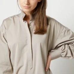 Anaya Popover Dress In Taupe Poplin -Chicorya Sales S71374 831