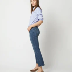 Flare Cropped 5-Pocket Jean In 5-Year Indigo Stretch Denim -Chicorya Sales S71375 2705