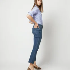 Flare Cropped 5-Pocket Jean In 5-Year Indigo Stretch Denim -Chicorya Sales S71375 2722