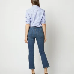 Flare Cropped 5-Pocket Jean In 5-Year Indigo Stretch Denim -Chicorya Sales S71375 2745