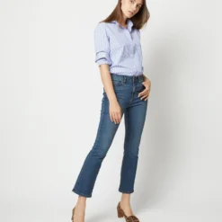 Flare Cropped 5-Pocket Jean In 5-Year Indigo Stretch Denim -Chicorya Sales S71375 2771
