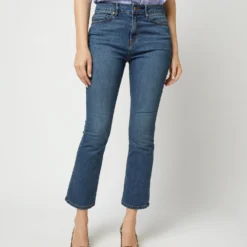 Flare Cropped 5-Pocket Jean In 5-Year Indigo Stretch Denim -Chicorya Sales S71375 2776