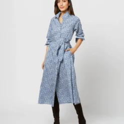 Annette Dress In Blue Helenium Liberty Fabric