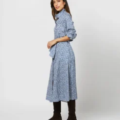 Annette Dress In Blue Helenium Liberty Fabric -Chicorya Sales S71376 1234