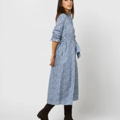 Annette Dress In Blue Helenium Liberty Fabric -Chicorya Sales S71376 1268