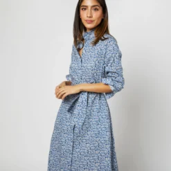 Annette Dress In Blue Helenium Liberty Fabric -Chicorya Sales S71376 1304