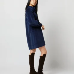 Anaya Popover Dress In Navy Stretch Cord -Chicorya Sales S71384 278