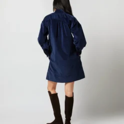 Anaya Popover Dress In Navy Stretch Cord -Chicorya Sales S71384 286