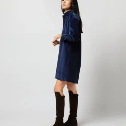 Anaya Popover Dress In Navy Stretch Cord -Chicorya Sales S71384 293
