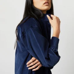 Anaya Popover Dress In Navy Stretch Cord -Chicorya Sales S71384 361