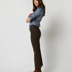 Kendall Flare 5-Pocket Pant In Chocolate Stretch Cord -Chicorya Sales S71386 4900