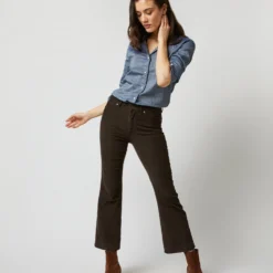 Kendall Flare 5-Pocket Pant In Chocolate Stretch Cord -Chicorya Sales S71386 4953