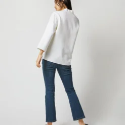 Camilla Top In Ivory Double-Weave Wool -Chicorya Sales S71387 2645