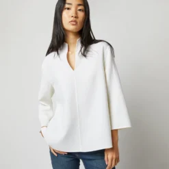 Camilla Top In Ivory Double-Weave Wool -Chicorya Sales S71387 2682